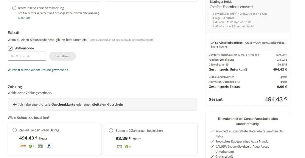 Beispiel der E-Mail mit dem Center Parcs Gutscheincode für den geworbenen Neukunden