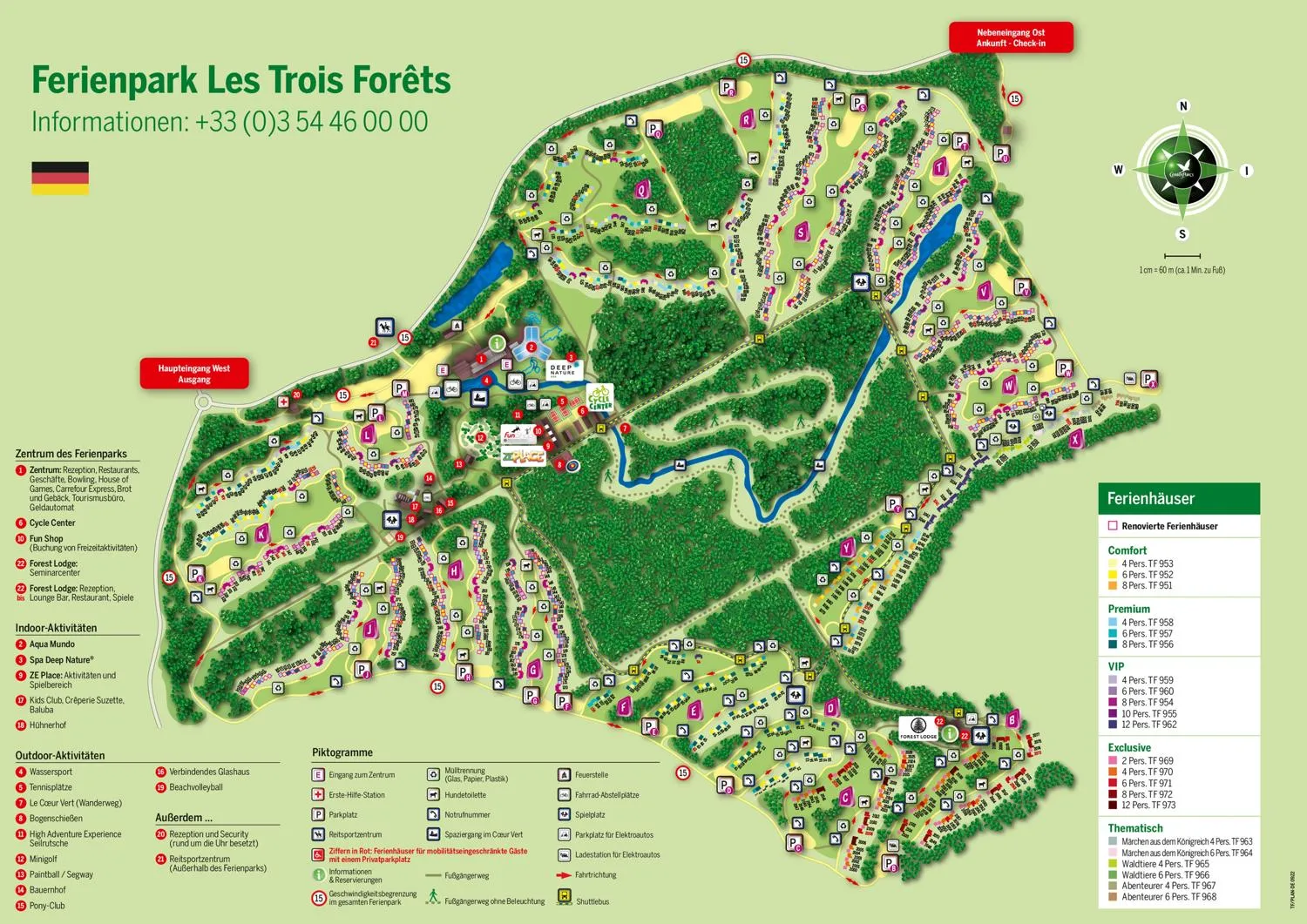Parkplan des Center Parcs Les Trois Forêts Parkplan des Center Parcs Les Trois Forêts
