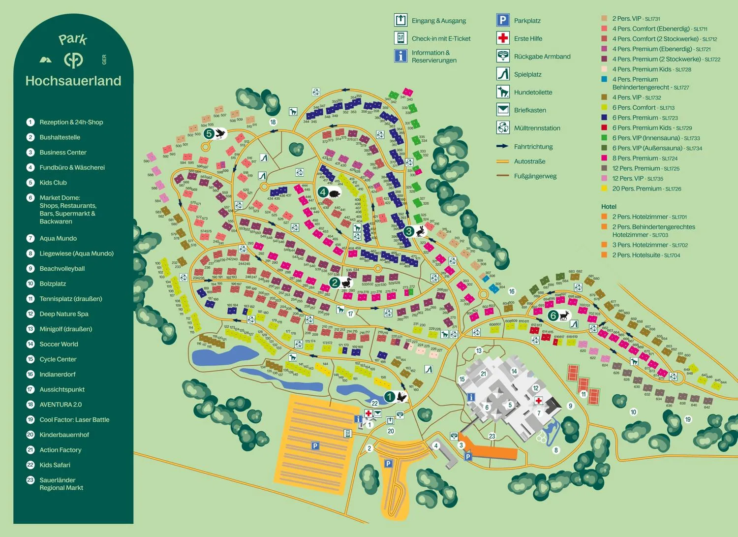 Parkplan des Center Parcs Park Hochsauerland Parkplan des Center Parcs Park Hochsauerland